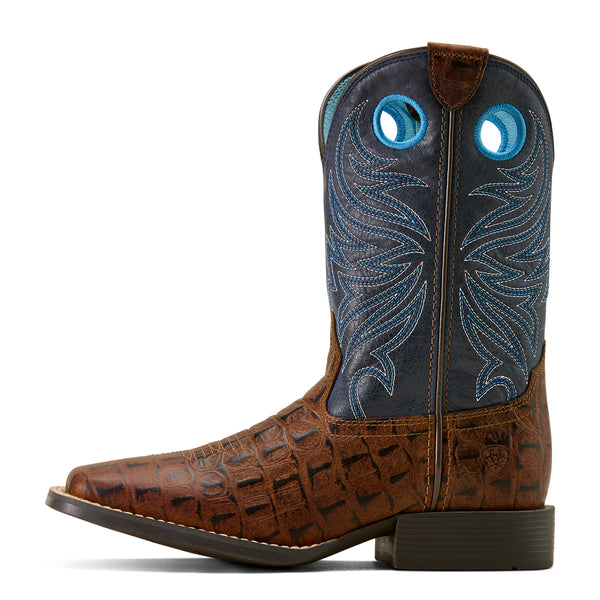 Ariat Knox Cowboy Boot Kids - Brown Croc Print/Navy 10074192