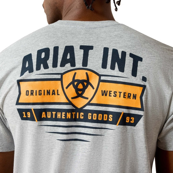 Ariat Men's Banner Badge SS Grey Heather Tee 10073956