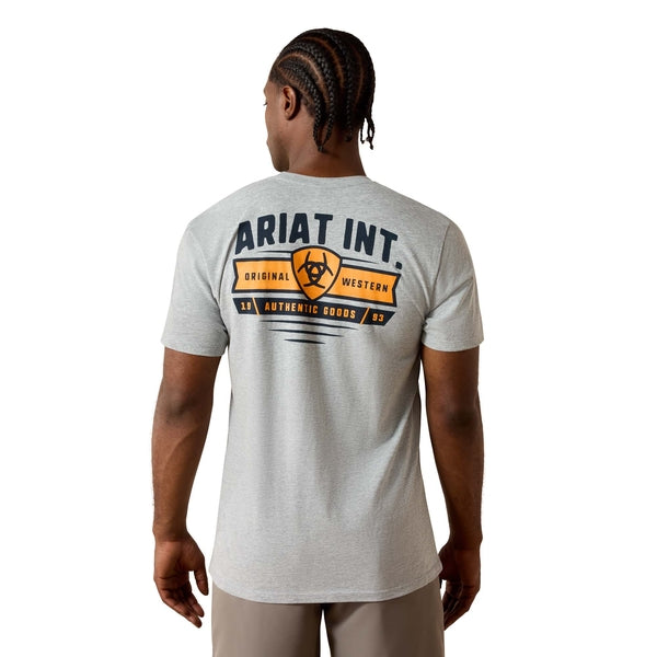 Ariat Men's Banner Badge SS Grey Heather Tee 10073956