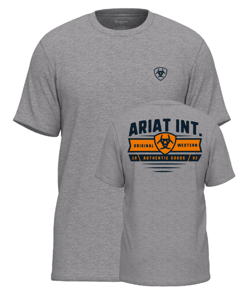 Ariat Men's Banner Badge SS Grey Heather Tee 10073956