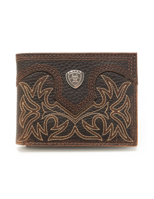 Ariat Men's Bifold Boot Stitch Leather Wallet-A3567902