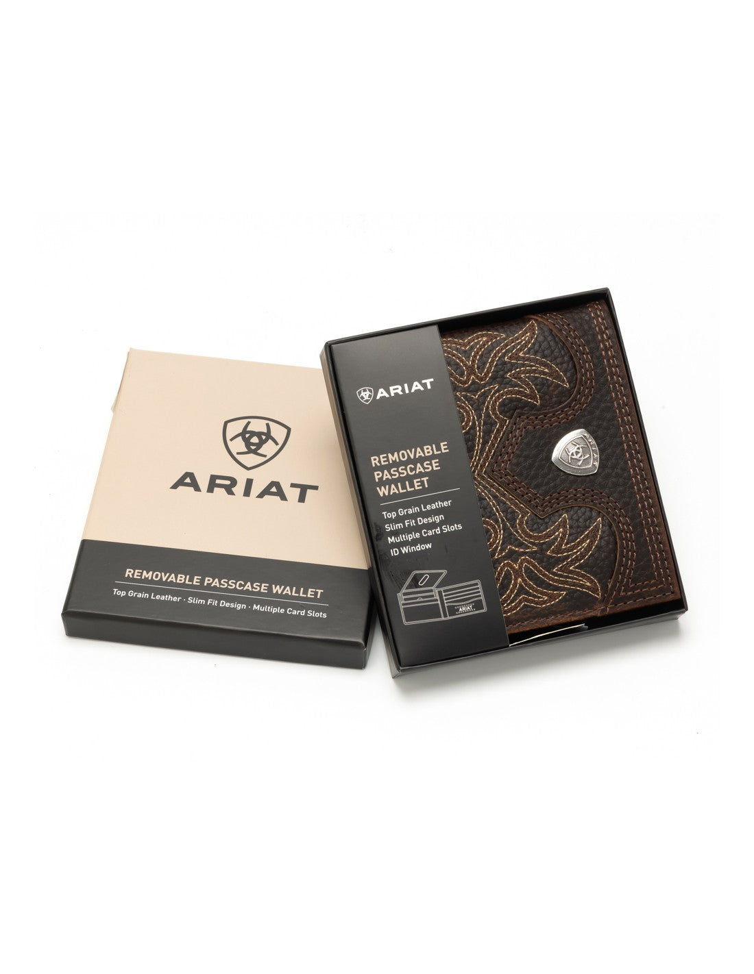 Ariat Men's Bifold Boot Stitch Leather Wallet-A3567902