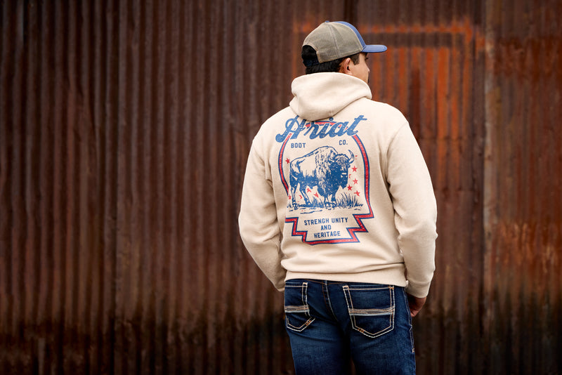 Ariat Men's Bison Archer Oatmeal Hoodie 10079249
