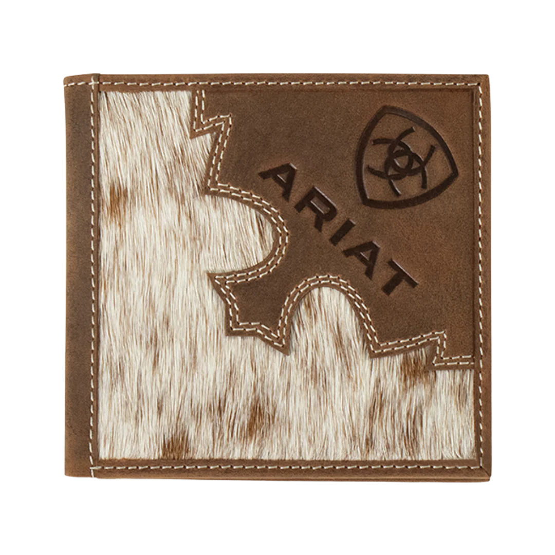 Ariat Men's Brown Bifold Brindle Calf Hair Leather Wallet A3562502