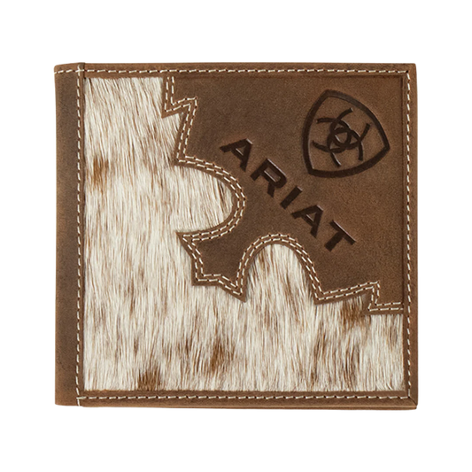 Ariat Men's Brown Bifold Brindle Calf Hair Leather Wallet A3562502
