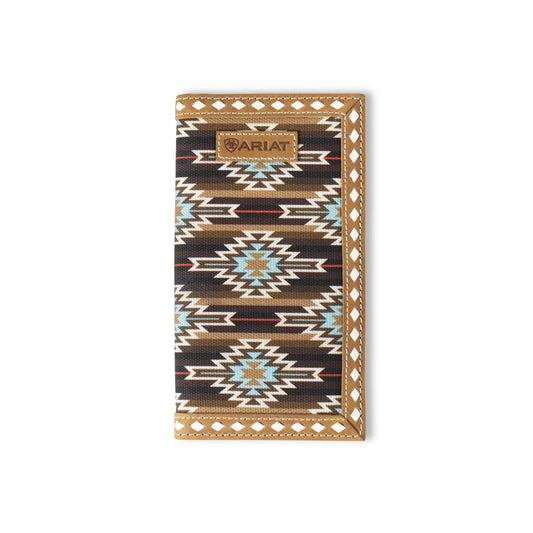 Ariat Men's Brown Southwestern Print w/Diamond Edging Rodeo Wallet A3559102