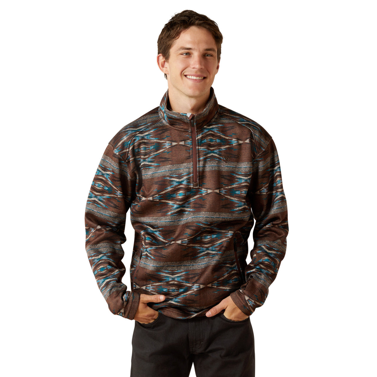Ariat Men's Caldwell Logo 1/4 Zip Sweater Deep Mahogany 10062620