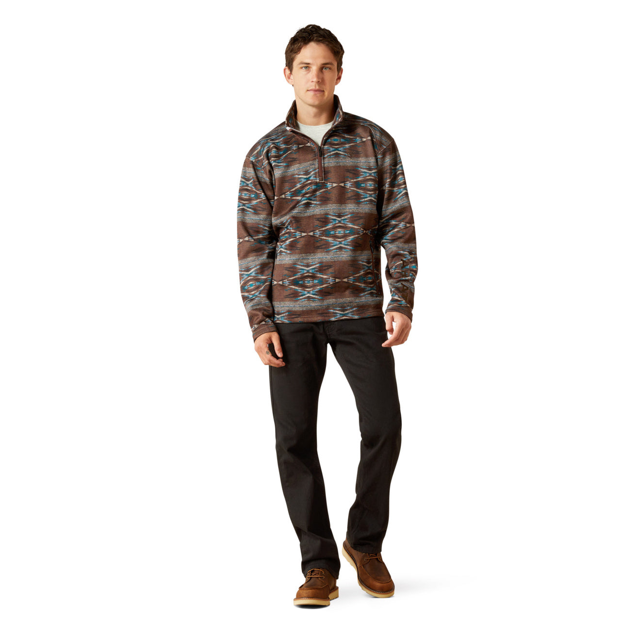 Ariat Men's Caldwell Logo 1/4 Zip Sweater Deep Mahogany 10062620