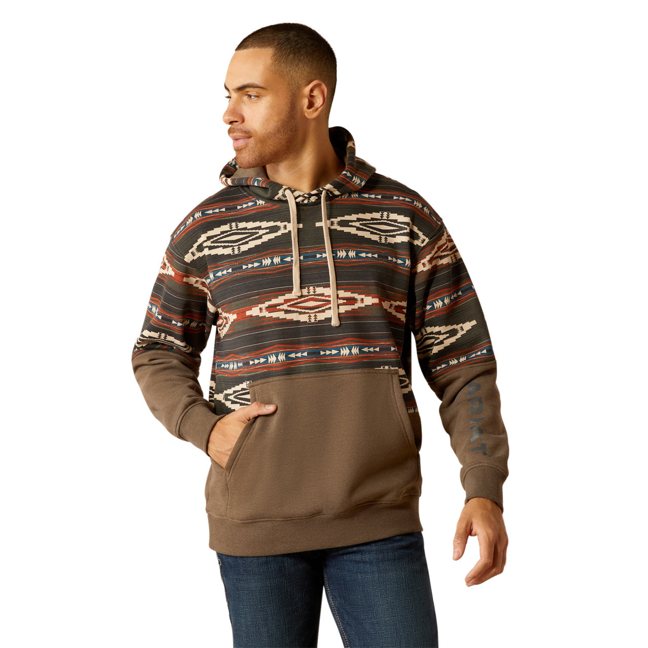 Ariat Men's Color Block Brindle Light Brown Hoodie 10052452