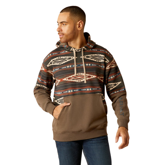Ariat Men's Color Block Brindle Light Brown Hoodie 10052452