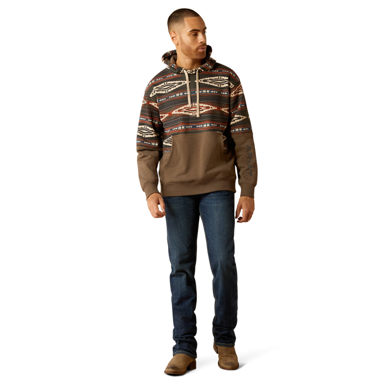 Ariat Men's Color Block Brindle Light Brown Hoodie 10052452