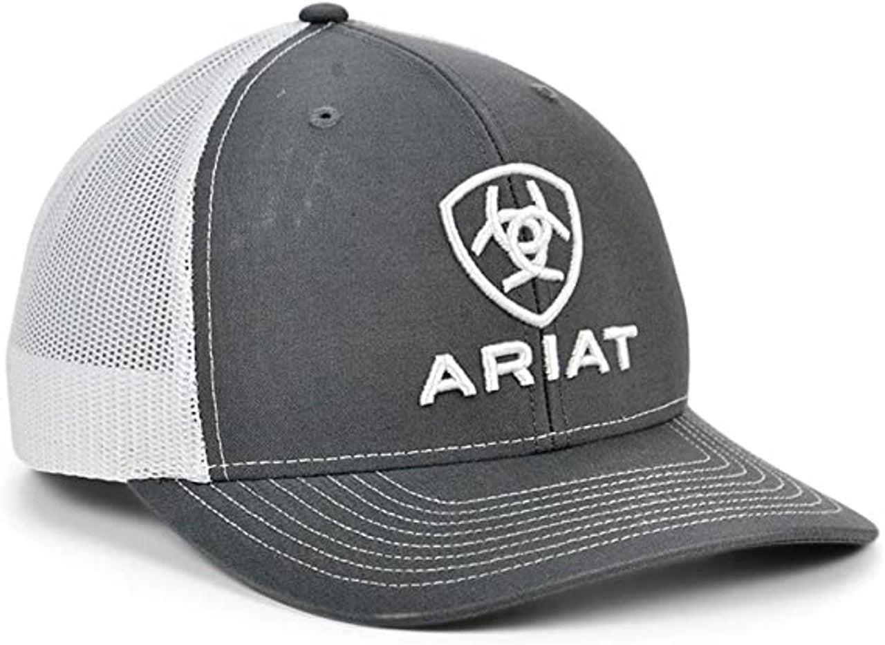 Ariat Men's Grey & White Hats Mesh Back Snapback Patch Cap Hats - A300003206