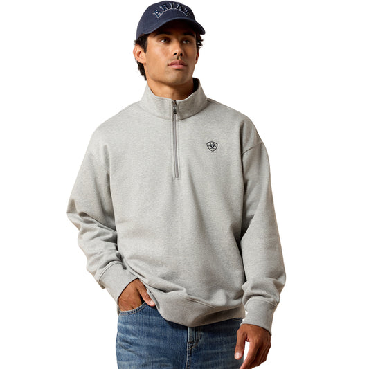 Ariat Men's Holiday 1/4 Zip Sweater Heather Grey 10085377