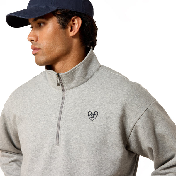 Ariat Men's Holiday 1/4 Zip Sweater Heather Grey 10085377
