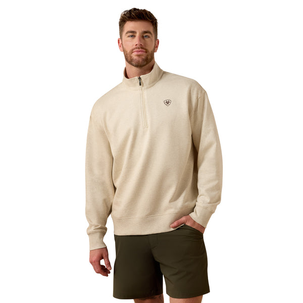 Ariat Men's Holiday 1/4 Zip Sweater Oatmeal Heather 10085386