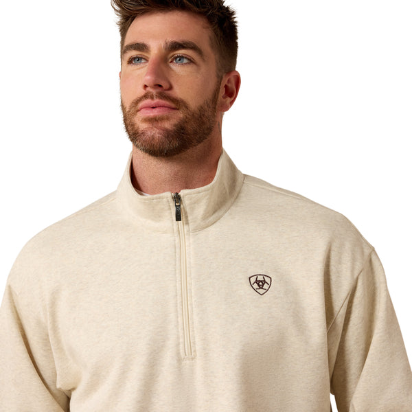 Ariat Men's Holiday 1/4 Zip Sweater Oatmeal Heather 10085386