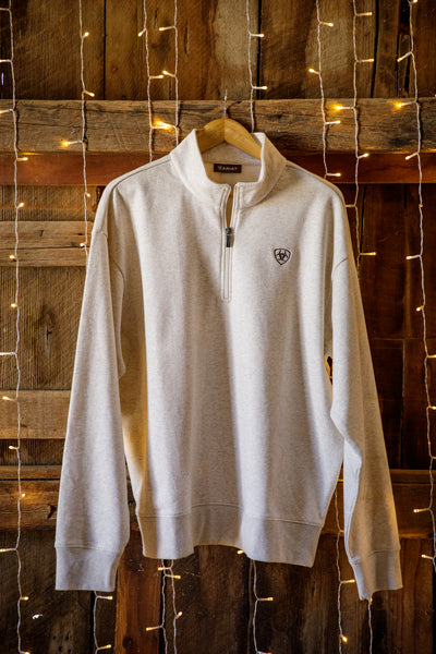 Ariat Men's Holiday 1/4 Zip Sweater Oatmeal Heather 10085386