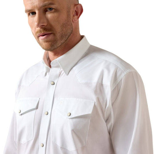 Ariat Men's Lightweight Twill Long Sleeve White Snap 10071236