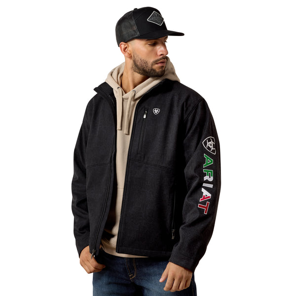 Ariat Men's Logo Softshell Jacket Black Mexico Emboss Print 10079490