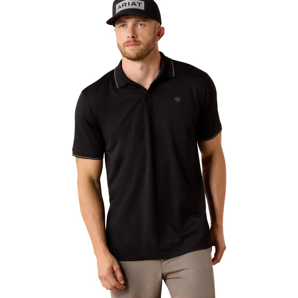Ariat Men's Logo Fitted Black Polo 10071649