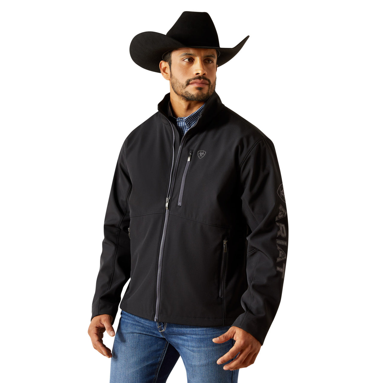 Ariat Men's Phantom Grey Southwest Logo Softshell Jacket 10062586