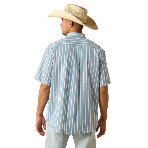 Ariat Men's Pro Tre Short Sleeve Shirt Blue Shadow Stripe 10071618