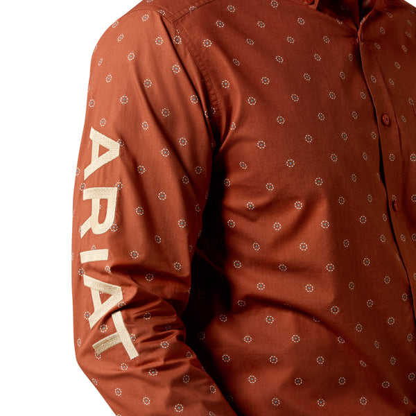 Ariat Men's Team Dakota Classic Fit Long Sleeve Shirt Maple Syrup Medallion/Pebble 10080596