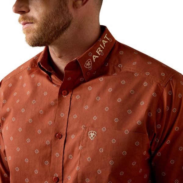 Ariat Men's Team Dakota Classic Fit Long Sleeve Shirt Maple Syrup Medallion/Pebble 10080596