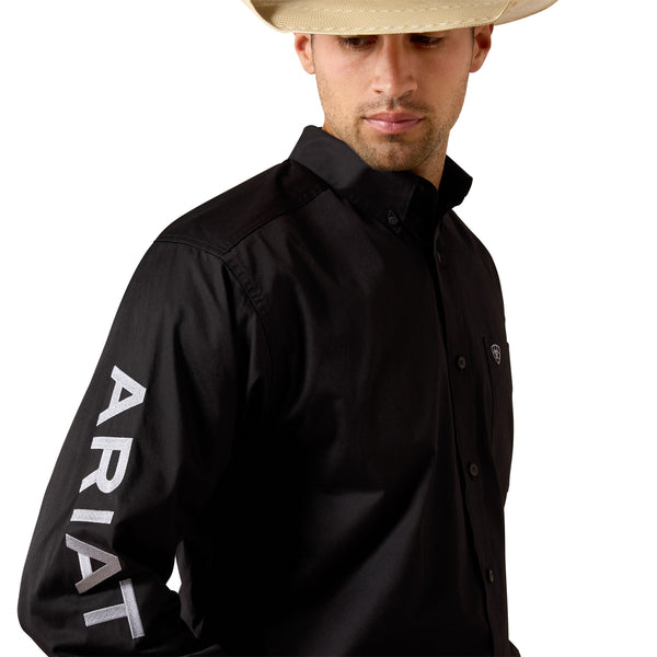 Ariat Men's Team Logo Black Lightweight Twill Classic Fit Shirt 10071685