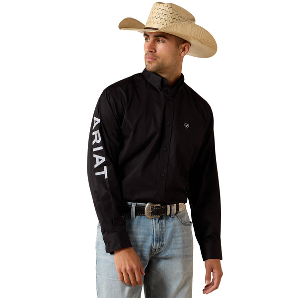 Ariat Men's Team Logo Black Lightweight Twill Classic Fit Shirt 10071685