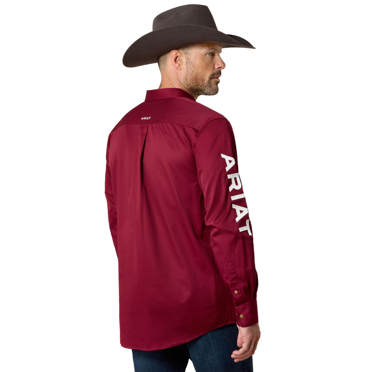 Ariat Men's Team Logo Burgundy Twill Long Sleeve Shirt 10027995