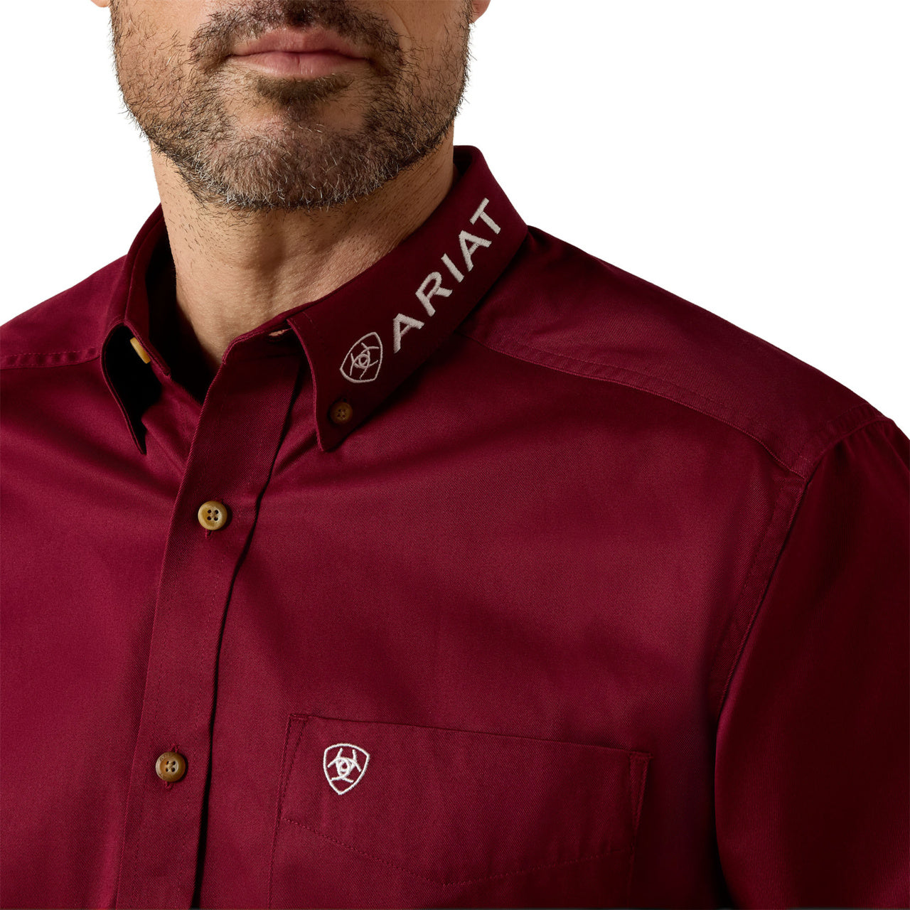 Ariat Men's Team Logo Burgundy Twill Long Sleeve Shirt 10027995