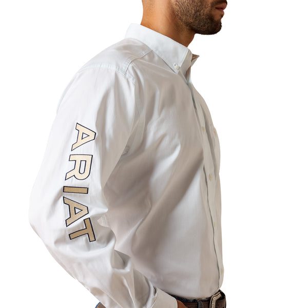 Ariat Men's Team Logo White Lightweight Twill Classic Fit Shirt 10071686