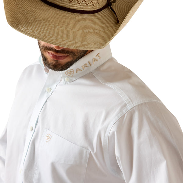 Ariat Men's Team Logo White Lightweight Twill Classic Fit Shirt 10071686