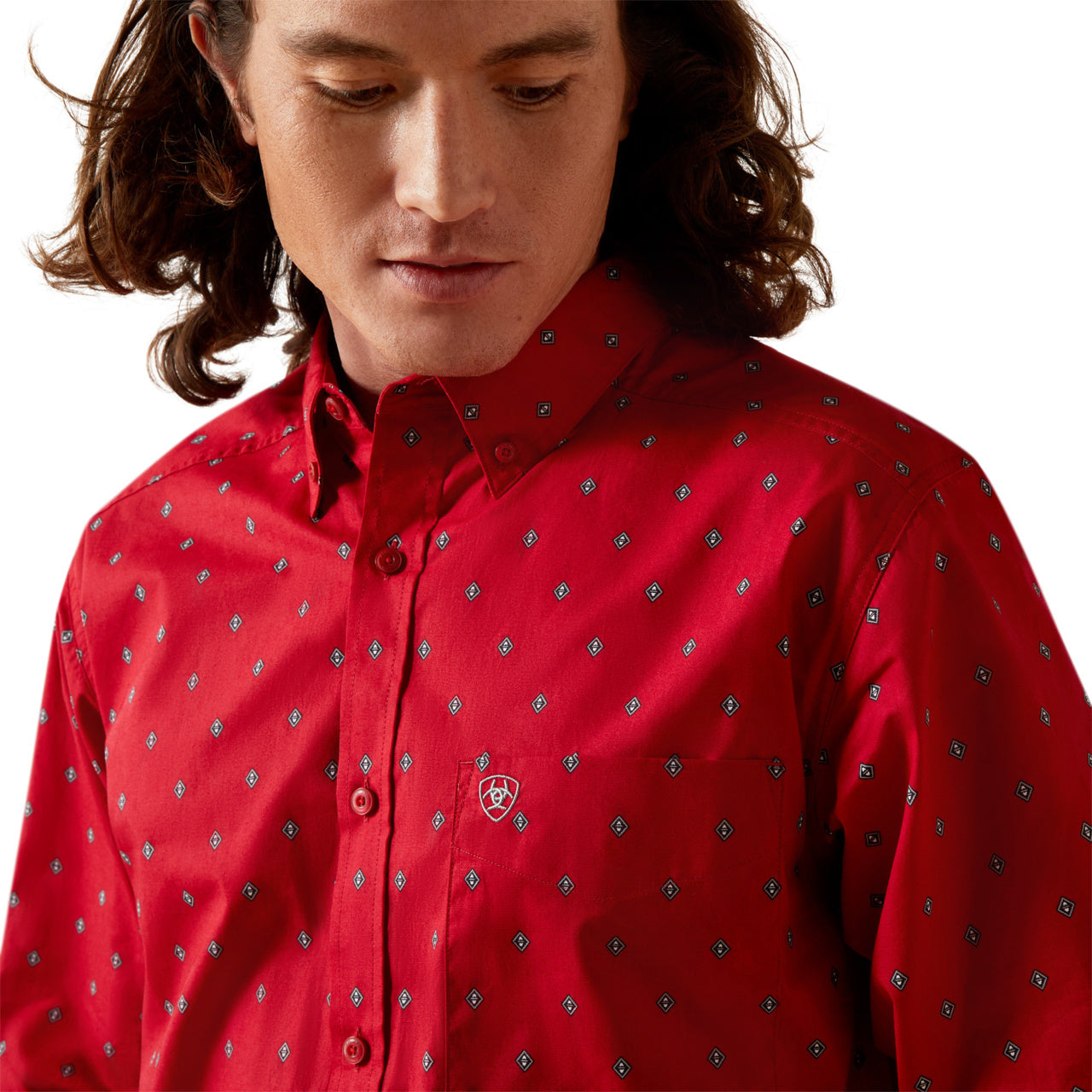 Ariat Men's Truett Fitted Red Long Sleeve 10065847