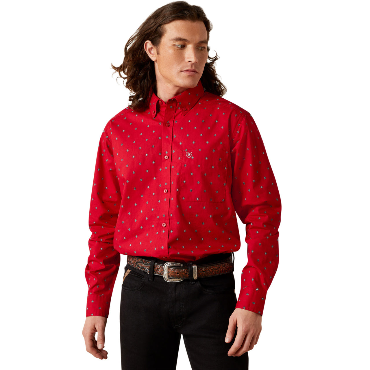 Ariat Men's Truett Fitted Red Long Sleeve 10065847