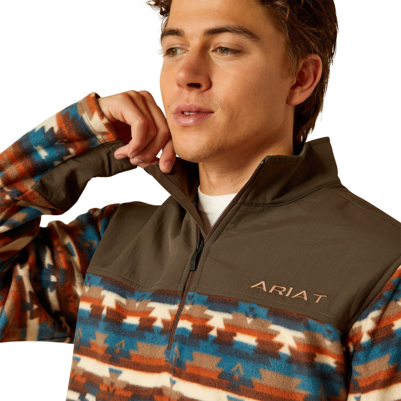 Ariat Men's Turquoise Serape Basis 2.0 1/4 Zip Long Sleeve Sweatshirt 10052731