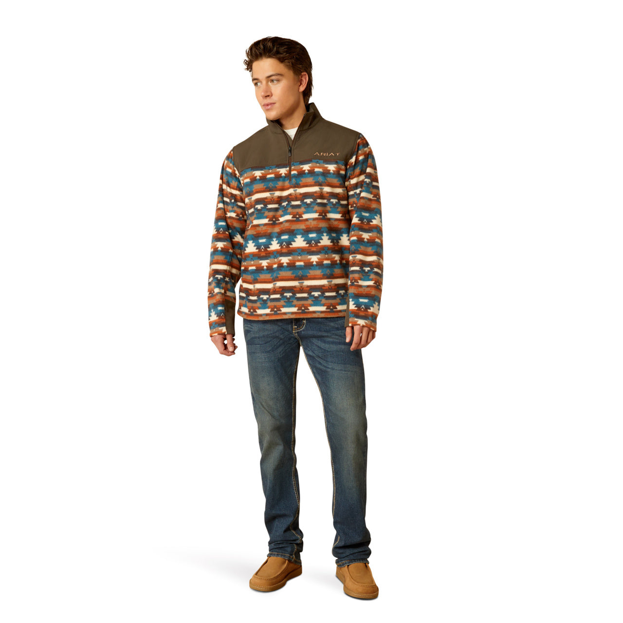 Ariat Men's Turquoise Serape Basis 2.0 1/4 Zip Long Sleeve Sweatshirt 10052731
