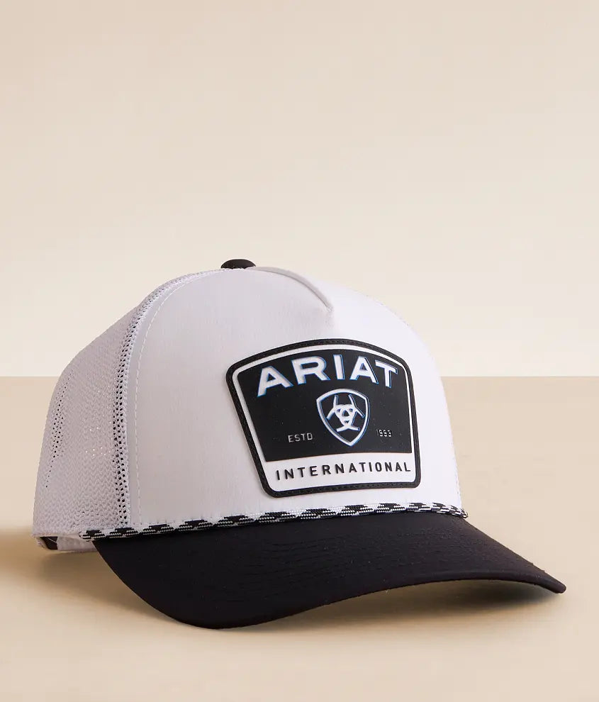 Ariat Men's White Flexfit 110 Trucker Cap with Rubber Patch One Size A300090405