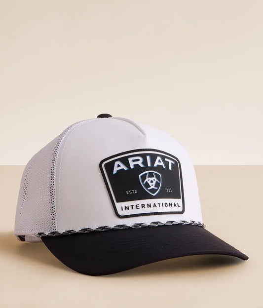 Ariat Men's White Flexfit 110 Trucker Cap with Rubber Patch One Size A300090405