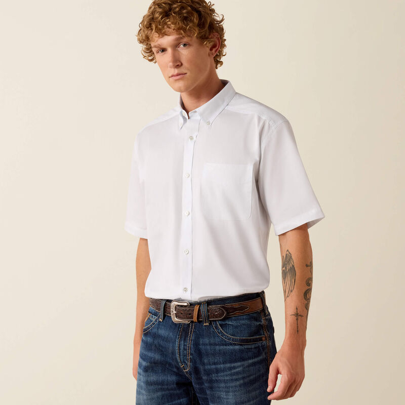 Ariat Men's White Lightweight Twill Classic Fit Shirt 10073615
