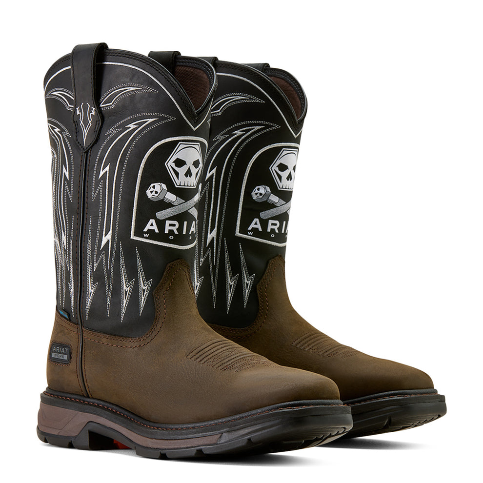 Ariat Men's WorkHog XT Bolt Skull H20 Waterproof Work Boots - Cowboy ...