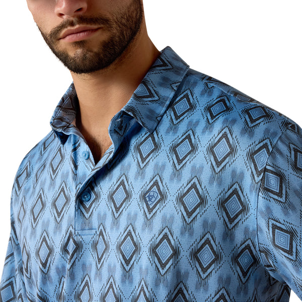 Ariat Mens All Over Print Blue TEK Polo Shirt - 10073509