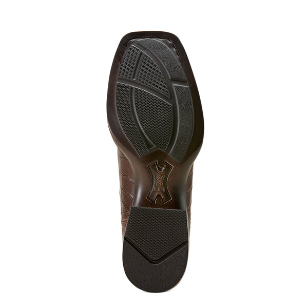 Ariat Mens Booker Chelsea Wide Square Toe Western Boots Chocolate Croc Print - 10074162