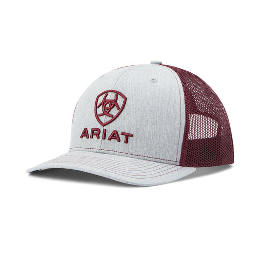Ariat Mens Grey & Burgundy Embroidered Logo Cap A300012009