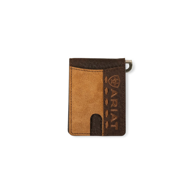 Ariat Mens Tan Suede Bifold Money Clip Wallet A3561108
