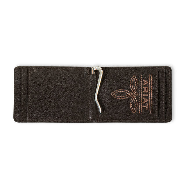 Ariat Mens Tan Suede Bifold Money Clip Wallet A3561108