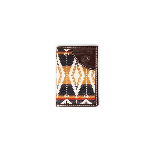 Ariat Mens Trifold Style Wallet Southwestern Fabric Brown A3559502