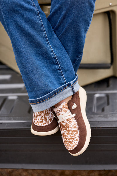 Ariat Women's Hilo Coffee Bean Suede/Speckled Cow Print 10080390