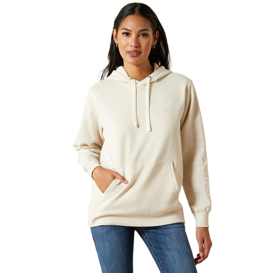 Ariat Women's Logo 2.0 Hoodie - Oatmeal Heather Fleece Sweatshirt 10062270